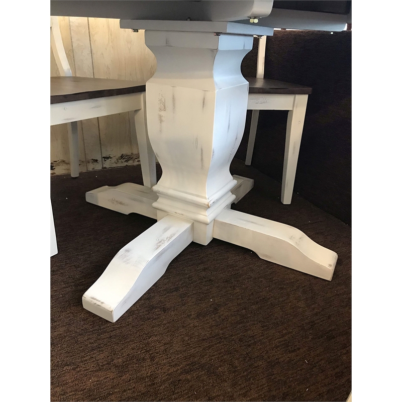 5-Pc Transitional Wood Dining Set in Cocoa/Cotton White