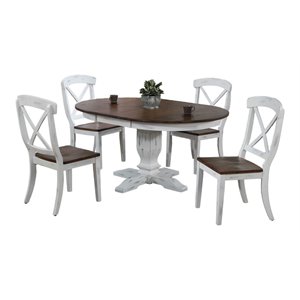 iconic furniture company 5-pc transitional wood dining set in cocoa/cotton white