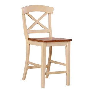 24&quot X-Back Wood Counter Stool in Caramel/Biscotti