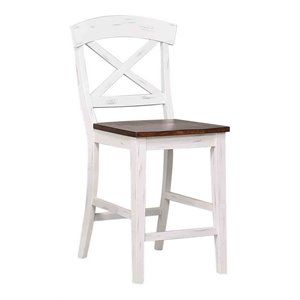 24&quot X-Back Wood Counter Stool in Cocoa/Cotton White