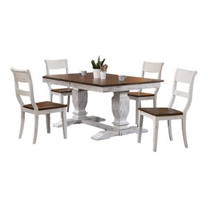 iconic furniture company 5-pc rubberwood dining set in cocoa brown/cotton white