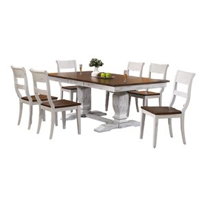 iconic furniture company 7-pc rubberwood dining set in cocoa brown/cotton white