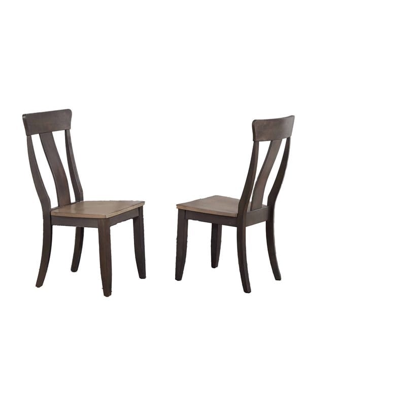 7-Pc Pedestal Wood Dining Set in Gray/Black Stone