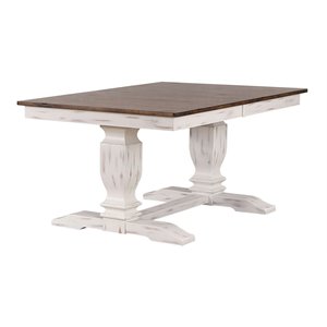 iconic furniture company double pedestal wood dining table in cocoa/cotton white