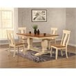 5 Pieces Panel Wood Pedestal Dining Set in Caramel