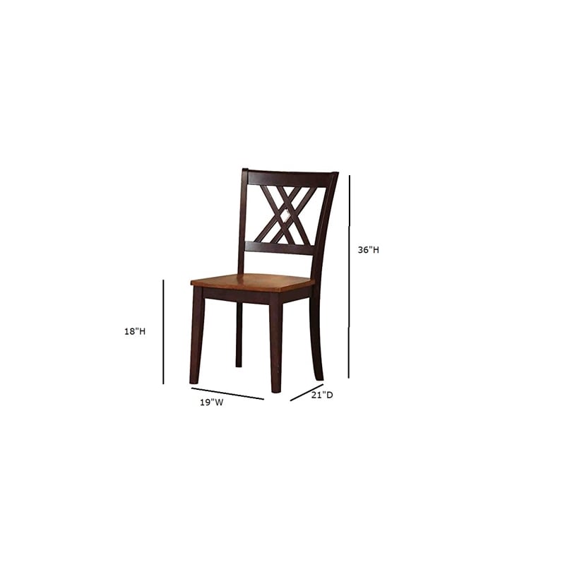 5-Pc Deco Double X Wood Dining Set in Whiskey/Brown