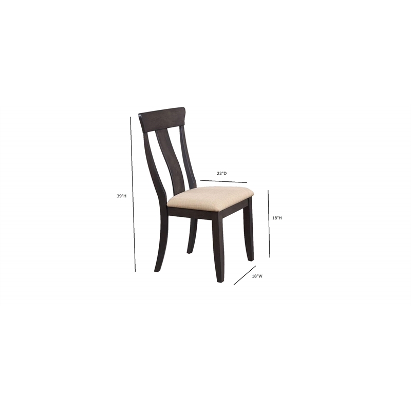 Wood Dining Chairs in Black Stone (Set of 2)