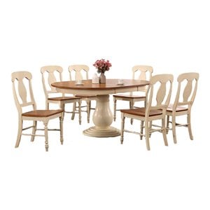 Iconic Furniture Company 7-Pc Napoleon Wood Bella Dining Set in Caramel/Biscotti