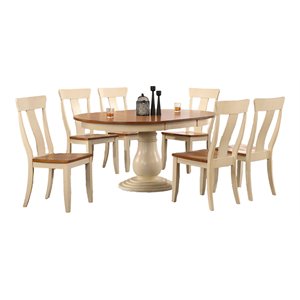 Iconic Furniture Company 7-Pc Panel Wood Bella Dining Set in Caramel/Biscotti