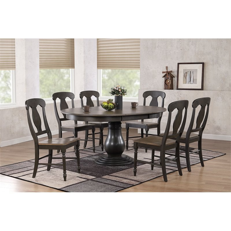 Napoleon Solid Wood Extendable Bella Dining Set in Grey 7-Piece Set