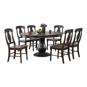 Iconic Furniture Company 7-Pc Napoleon Wood Bella Dining Set in Gray/Black Stone