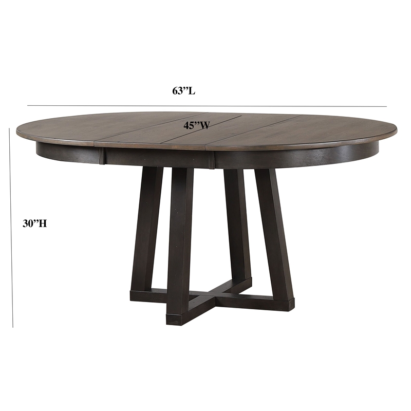 5-Pc Double X-Back Solid Wood Extendable Dining Set in Grey