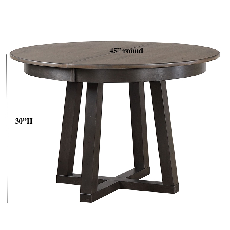 5-Pc Double X-Back Solid Wood Extendable Dining Set in Grey