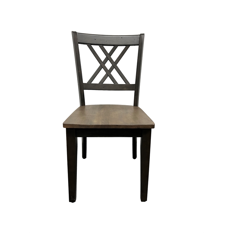 5-Pc Double X-Back Solid Wood Extendable Dining Set in Grey