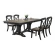 Art Deco X-Back Solid Wood Extendable Dining Set in Gray 5-Piece Set