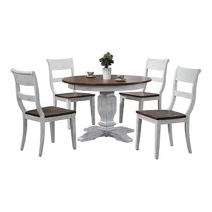 Iconic Furniture Company 5-Piece Wood Dining Set in Cocoa Brown/Cotton White