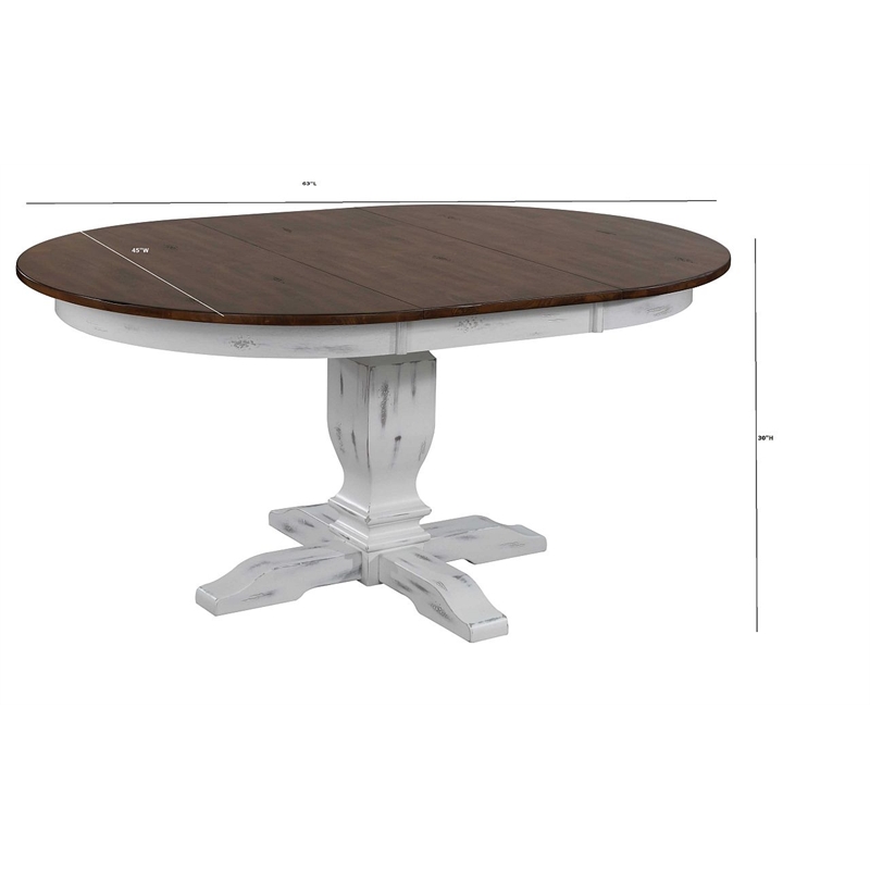 7-Piece Solid Wood Extendable Dining Set in White & Brown
