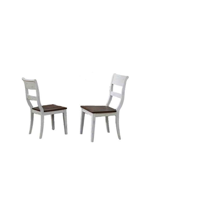 7-Piece Solid Wood Extendable Dining Set in White & Brown