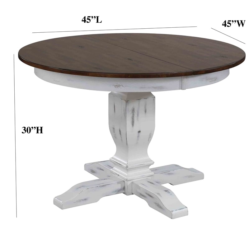 7-Piece Solid Wood Extendable Dining Set in White & Brown