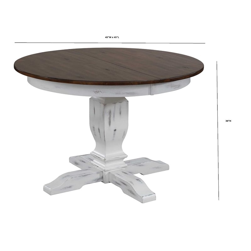 7-Piece Solid Wood Extendable Dining Set in White & Brown