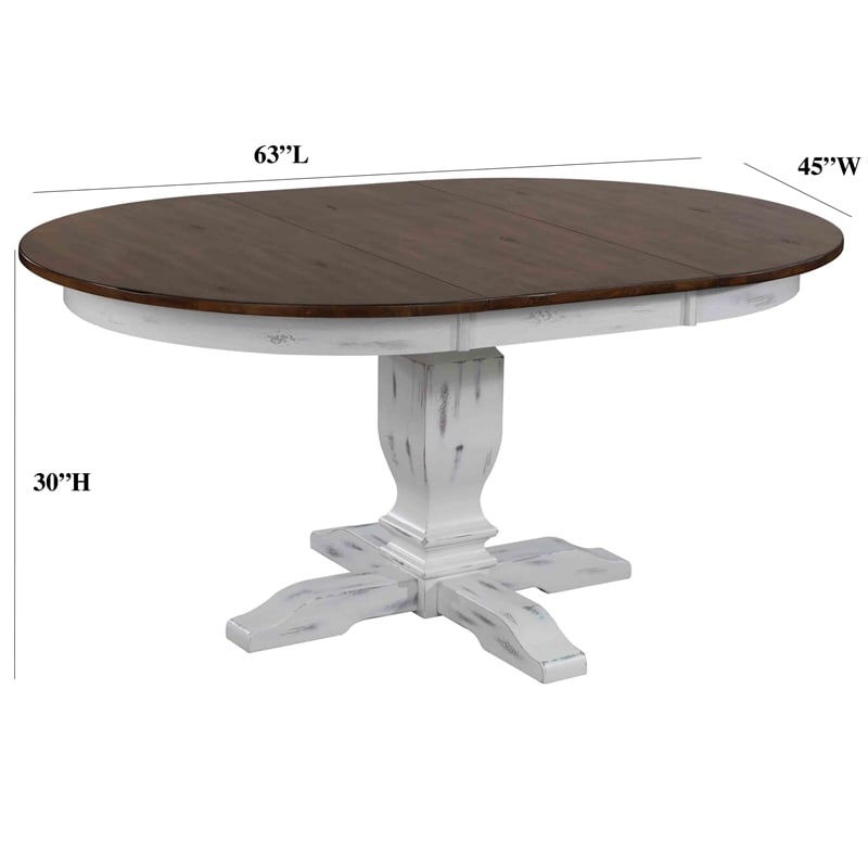 7-Piece Solid Wood Extendable Dining Set in White & Brown