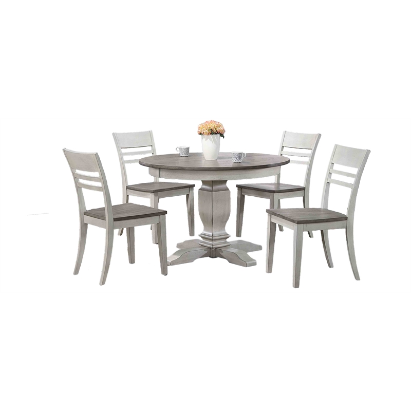 5-Pc Transitional Wood Dining Set in Ash/Stormy White