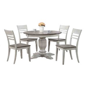 Iconic Furniture Company 5-Pc Transitional Wood Dining Set in Ash/Stormy White