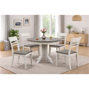 5-Pc Contemporary Wood Dining Set in Ash/Stormy White