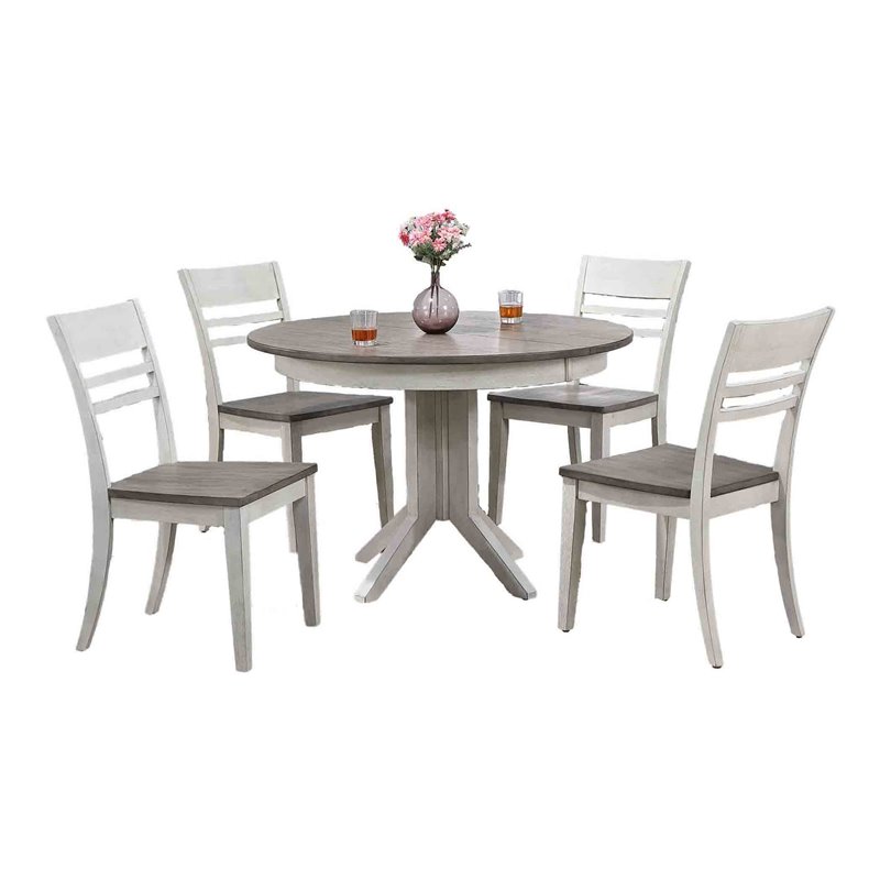 5-Pc Contemporary Wood Dining Set in Ash/Stormy White