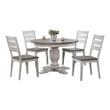 5-Pc Ladder Back Wood Dining Set in Ash/Stormy White