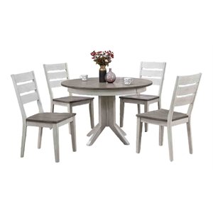 Iconic Furniture Company 5-Piece Ladder Wood Dining Set in Ash/Stormy White