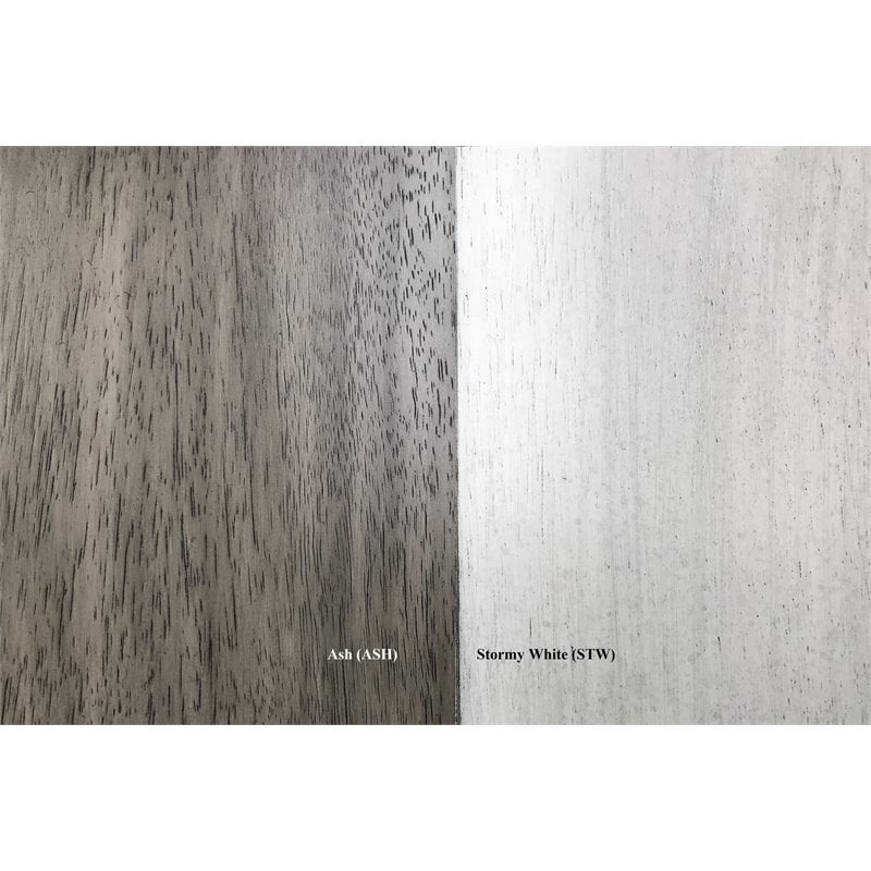 7-Piece Round Solid Wood Extendable Dining Set With Ladder Back Chairs in Grey