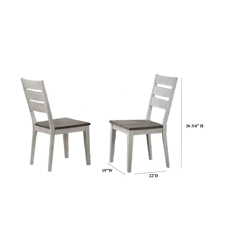 7-Piece Round Solid Wood Extendable Dining Set With Ladder Back Chairs in Grey