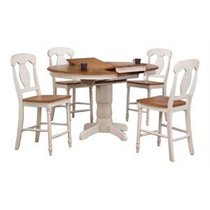 Iconic Furniture Company 5-Piece Counter Height Wood Dining Set in Caramel