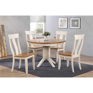 5-Pc Panel Back Wood Dining Set in Caramel/Biscotti