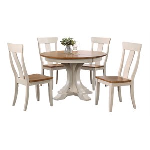 5-Pc Deco Panel Wood Dining Set in Caramel/Biscotti