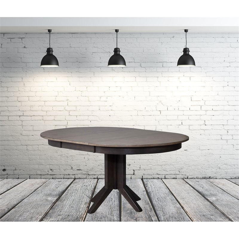 5-Pc Double X-Back Wood Dining Set in Gray/Black Stone