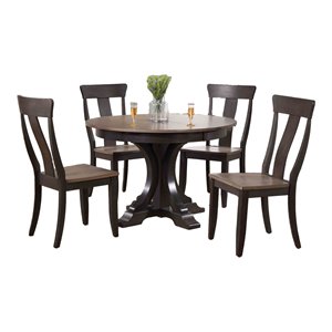 Iconic Furniture Company 5-Piece Deco Panel Wood Dining Set in Gray/Black Stone