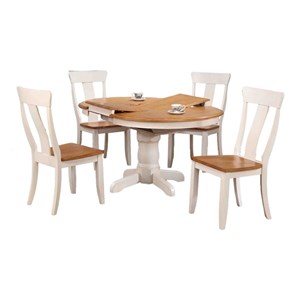 Iconic Furniture Company 5-Pc Round Panel Wood Dining Set in Caramel/Biscotti