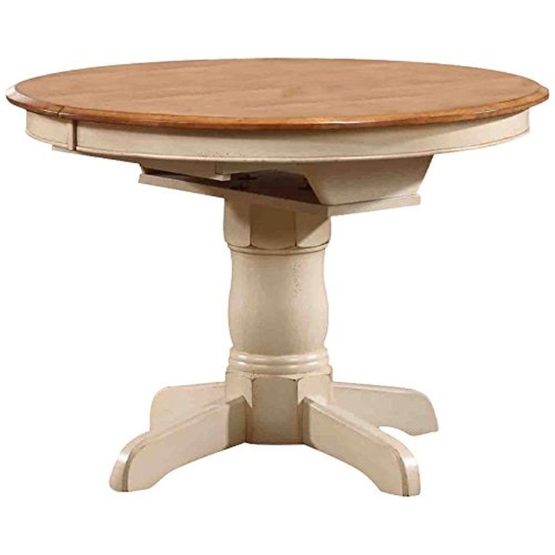 Round Panel Wood Dining Set in Caramel/Biscotti