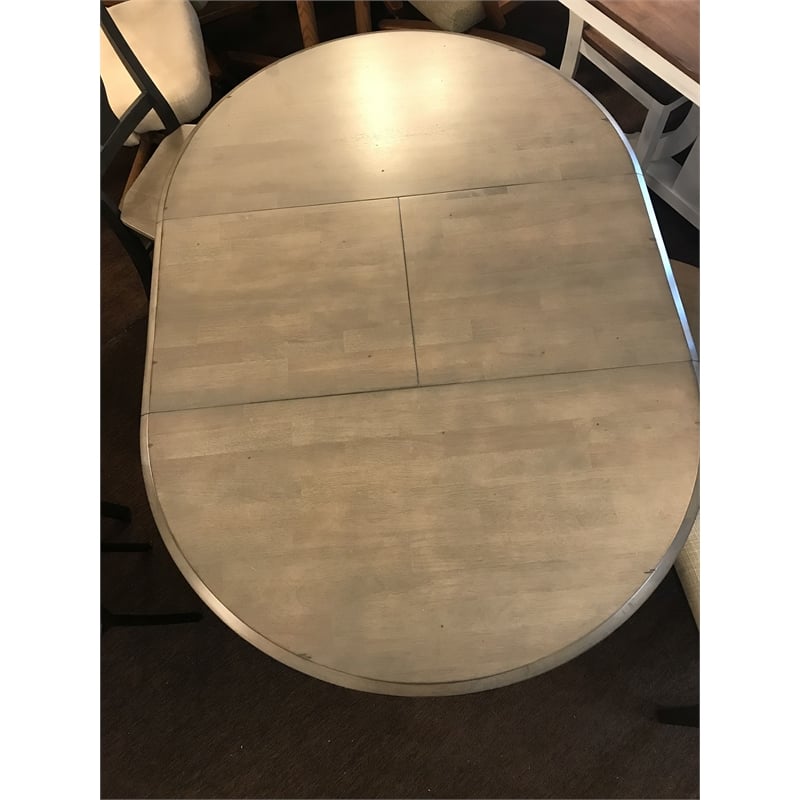 5-Pc Round Panel Wood Dining Set in Gray/Black Stone