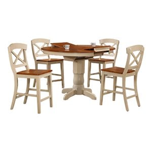 Iconic Furniture Company 5-Pc X-Back Wood Dining Set in Caramel/Biscotti