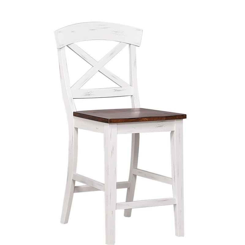 5-Pc X-Back Wood Dining Set in Cocoa Brown/Cotton White