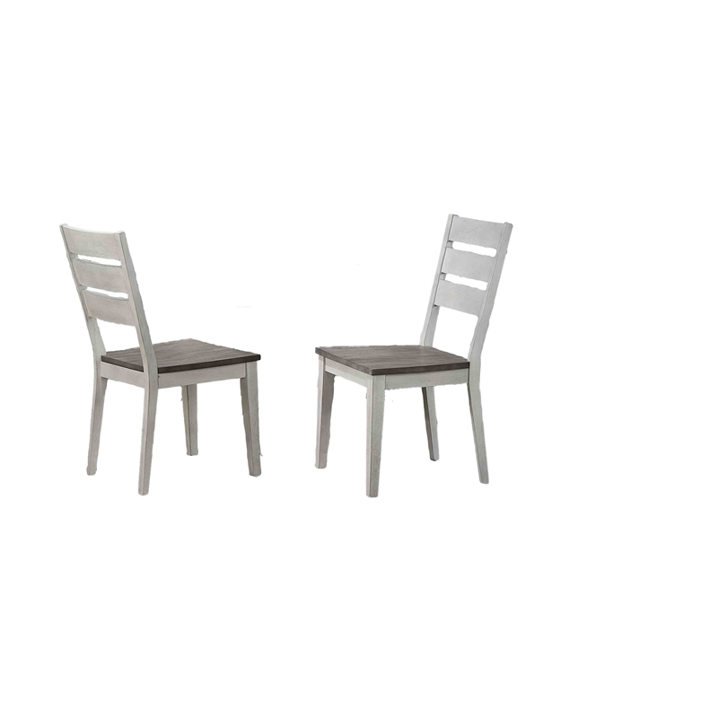 7-Pc Ladder Wood Pedestal Dining Set in Ash/Stormy