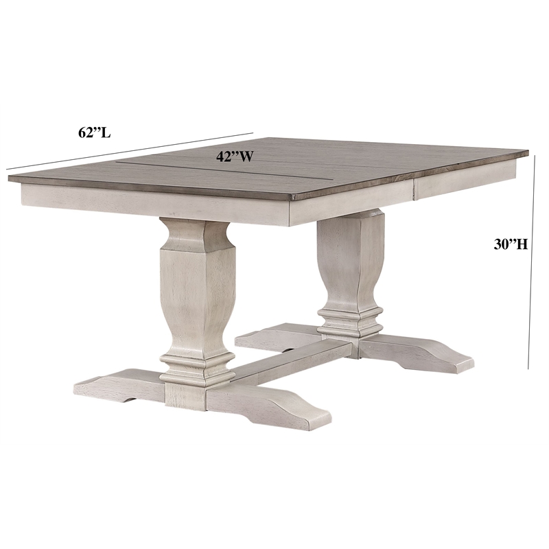 7-Pc Ladder Wood Pedestal Dining Set in Ash/Stormy