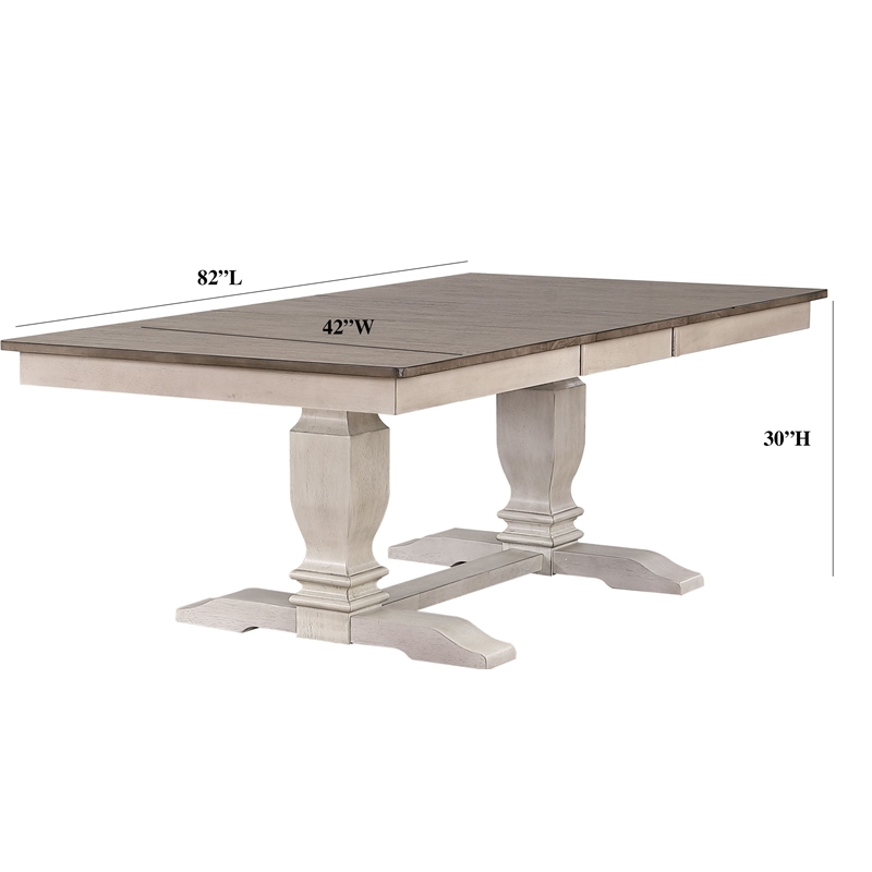 7-Pc Ladder Wood Pedestal Dining Set in Ash/Stormy