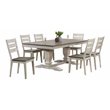 7-Pc Ladder Wood Pedestal Dining Set in Ash/Stormy