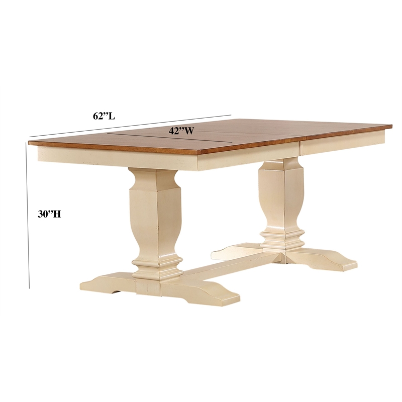 7 Piece Panel Back Wood Pedestal Dining Set in Caramel Biscotti