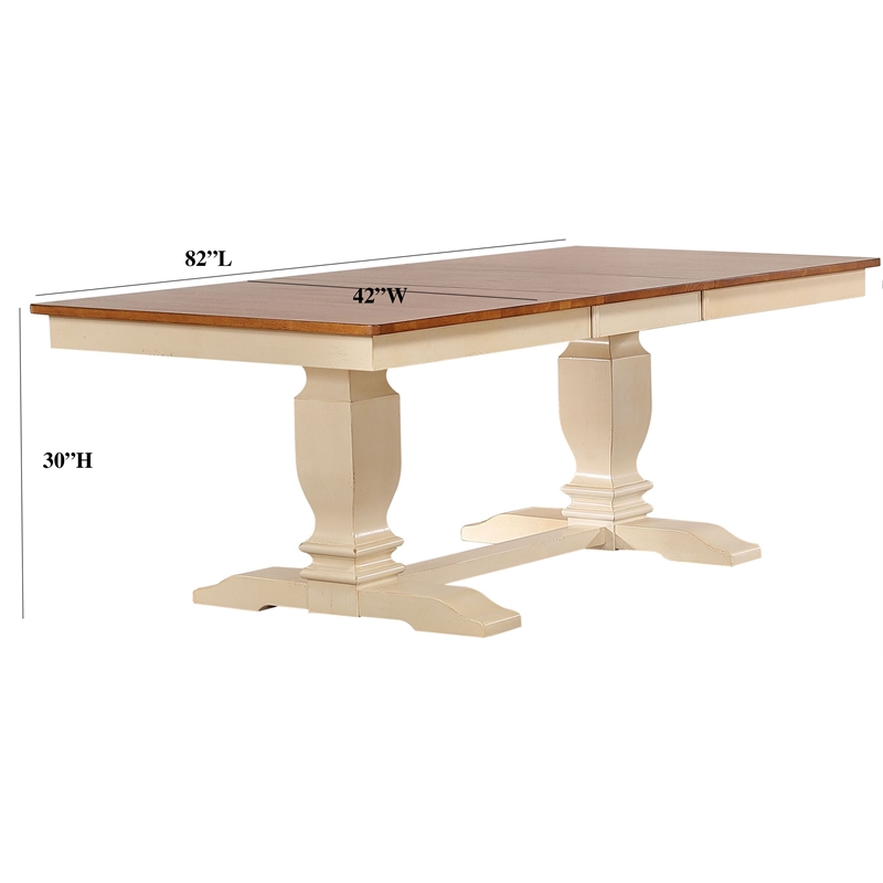 7 Piece Panel Back Wood Pedestal Dining Set in Caramel Biscotti