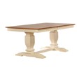 7 Piece Panel Back Wood Pedestal Dining Set in Caramel Biscotti